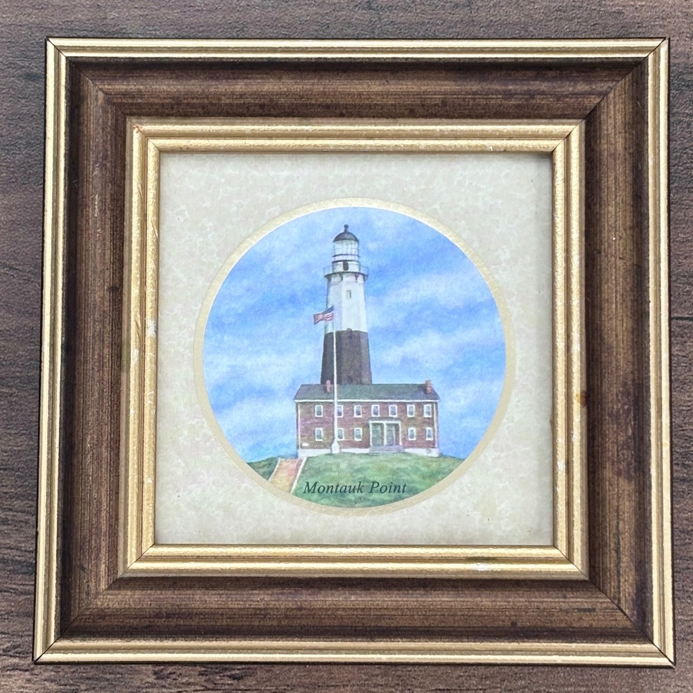 Kirklands MONTAUK POINT LIGHTHOUSE Kathy Seek Design Framed Matted Art Print 4x4